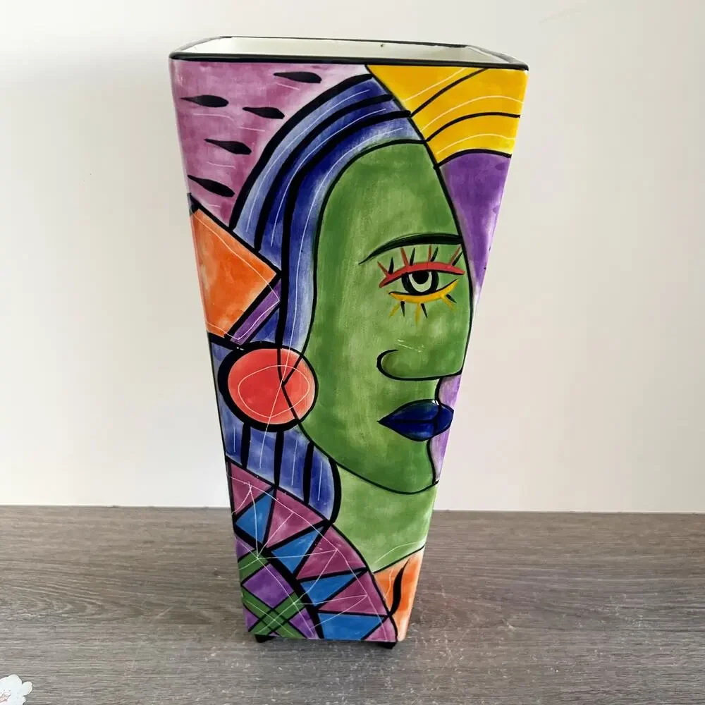 Muzeum Picasso Style Cubism Abstract Face Memphis Art Pottery Ceramic 13